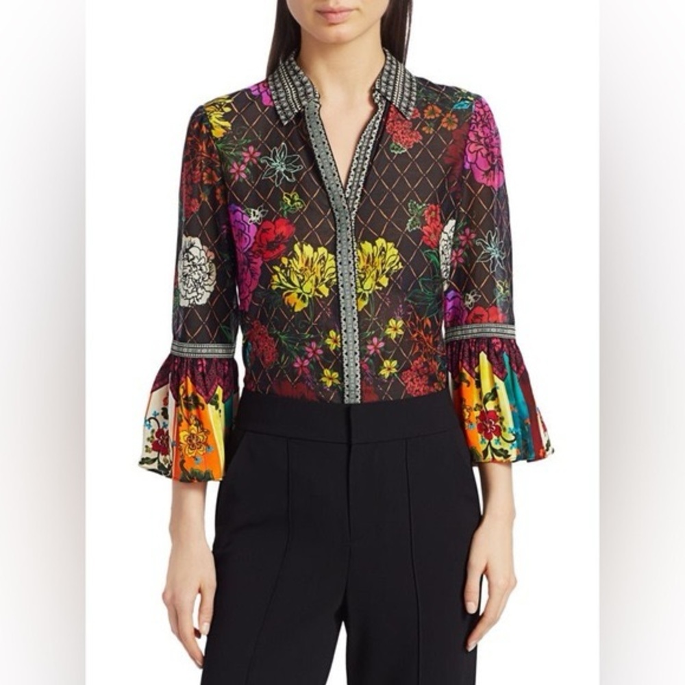 Alice + Olivia Floral Silk Blend Blouse Size XS